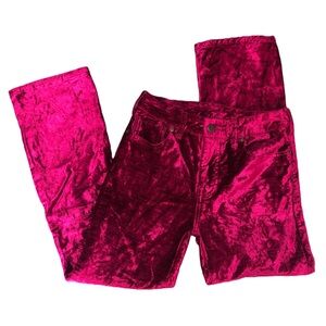 Free People fucsia crushed velvet bootcut pants size 25